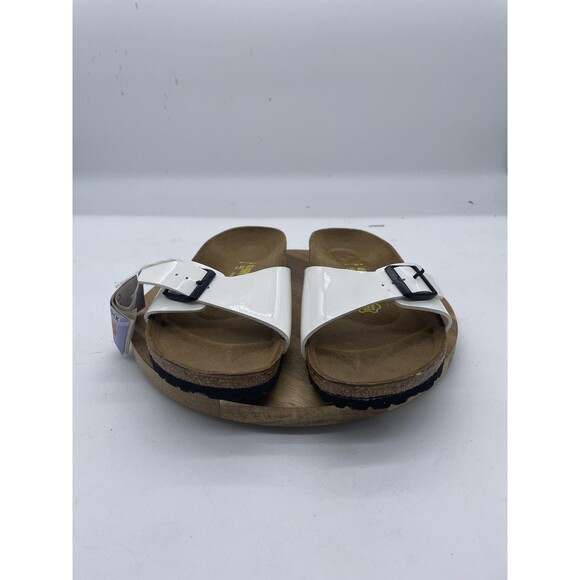 Birkenstock Madrid Sandals Womens 9 White Patent Leather Slide Made Germany - Picture 2 of 10
